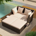 Tangkula Patio Rattan Daybed with Retractable Canopy