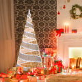 5 FT Pre - lit Christmas Cone Tree, Artificial Spiral Conic Tree with 300 Warm White & 250 Cold White LED Lights, Xmas Holiday Decor for Home Party
