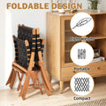AECOJOY 3 Piece Patio Furniture Set, Acacia Wood Outdoor Bistro Set with Coffee Table & Folding Chairs
