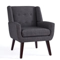 HUIMO Accent Chair, Button Tufted Upholstered Living Room Chairs, Mid Century Modern Comfy Reading Chairs for Bedroom, Living Room, Beige