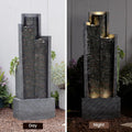 Outdoor Modern Waterfall Fountain Water Fall Fountains with LED Lights for Garden, Patio, Backyard, Deck, Porch and Home Decor