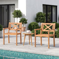 Tangkula Acacia Wood Patio Dining Chairs Set of 2/4 with 400 lbs Capacity