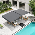 AECOJOY Free Standing Retractable Awning, 13'x10' Dual Side Patio Awnings Outdoor Manual Sun Shade Shelter, Dark Grey