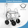 Portable Garden Hose Reel Cart Holds 300FT of 5/8" Large Capacity, Heavy - Duty Metal Hose Cart with 4 Wheels & Storage Basket for Lawn Yard