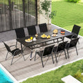 Set of 4 Outdoor Stackable Dining Chairs with Breathable Fabric, All Weather Patio Dining Chairs, 330LBS Heavy Duty Rustproof Steel Frame