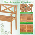 Tangkula Acacia Wood Outdoor Loveseat Bench 2-Person Patio Garden Bench