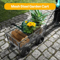 SPECSTAR Mesh Steel Garden Cart 880 lb Capacity, 38" x 21" Folding Utility Wagon with 10 in Wheels