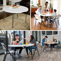 Lifetime 48 in Round Fold - in - Half Table, Indoor/Outdoor Essential, White Granite (280064)