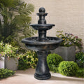 48�?h Outdoor Floor Water Fountain, 3 - Tiers Concrete Water Fountain with Submersible Electric Pump - Garden Cascading Waterfall for Yard Patio Lawn Home Decor