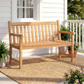 Tangkula 51" Teak Wood Outdoor Bench 2-Person Solid Wood Garden Patio Bench