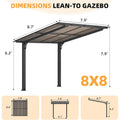 AECOJOY 8' x 8' Gazebo for Patio, Freestanding Lean to Hard Top Gazebo Carport Shelter