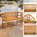 Tangkula 2 Person Patio Wood Bench with Curved Armrests