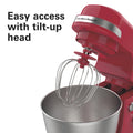 Hamilton Beach 4 Quart Stand Mixer for Kitchen, 7 Speeds, Tilt - Head, Dough Hook, Whisk & Flat Beater, White