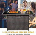 Layinsun 44" Propane Gas Fire Pit Table, 55000 BTU Rectangular Fire Pit with Glass Wind Guard for Outside Patio Deck Garden Backyard
