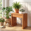 Tangkula Small Wood Outdoor Bench | Patio Backless Bench with Solid Wooden Frame