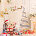 5 FT Pre - lit Christmas Cone Tree, Artificial Spiral Conic Tree with 300 Warm White & 250 Cold White LED Lights, Xmas Holiday Decor for Home Party