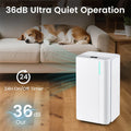 32 Pint Dehumidifier with 3.3FT Drain Hose, 24H Timer & 3 - Color Indicator, 2000 Sq.Ft Portable Dehumidifier for Basement, Bedroom, Bathroom
