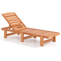 Tangkula Solid Wood Patio Chaise Lounge with 5-Level Adjustable Backrest (1/2)