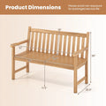 Tangkula 51" Teak Wood Outdoor Bench 2-Person Solid Wood Garden Patio Bench