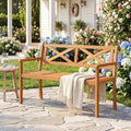 Tangkula Acacia Wood Outdoor Loveseat Bench 2-Person Patio Garden Bench
