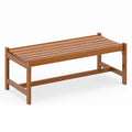 Tangkula Outdoor Wood Bench Backless Set of 1/2 Solid Hardwood Patio Dining Bench(1/2)