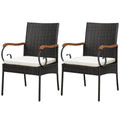 Set of 2, Outdoor PE Rattan Chairs with Soft Zippered Cushion, Heavy-Duty Metal Frame & All-Weather Wicker