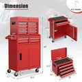2 - in - 1 Rolling Tool Chest, 5-Drawer Tool Storage Cabinet with Wheels, Adjustable Shelf, Tool Box Organizer for Garage Warehouse Workshop
