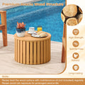 2-in-1 Outdoor Side Table with Storage Acacia Wood Slatted Coffee Table Round Slatted End Storage Box