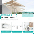 AECOJOY 13'×10' Manual Retractable Awning Sun Shade, Patio Awning Canopy