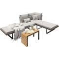 AECOJOY 4 Piece Metal Patio Furniture Set with Waterproof Cover, Convertible Outdoor Daybed with Coffee Table