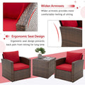 AECOJOY 7 PCS Outdoor Patio Furniture Sets with 2 Storage Boxes, Red
