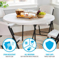 Lifetime 48 in Round Fold - in - Half Table, Indoor/Outdoor Essential, White Granite (280064)