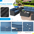 AECOJOY 7 PCS Outdoor Patio Furniture Sets with 2 Storage Boxes, Black & Dark Blue