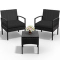 Tappio Outdoor Furniture 3 Piece Patio Bistro Furniture Set, Rattan Conversation Chairs Set with Side Table and Cushions, Patio Furniture Sets for Balcony Garden Porch, Red
