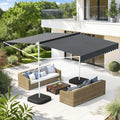 AECOJOY Free Standing Retractable Awning, 13'x10' Dual Side Patio Awnings Outdoor Manual Sun Shade Shelter, Dark Grey