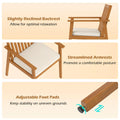 Tangkula 5 Pieces Outdoor Acacia Table and Chairs with Umbrella Hole and Soft Cushions