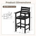 Adirondack Bar Chairs Set of 2/4, 29" HDPE Bar Height Outdoor Stools w/ Backrest & Footrest, All-Weather Backyard Patio High-Top Chairs