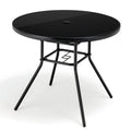 Tangkula 34 Inch Patio Dining Table, Round Tempered Glass Table with 1.5" Umbrella Hole
