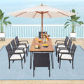 Tangkula 9 Pieces Patio Rattan Dining Set with Acacia Wood Table