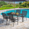 AECOJOY 51”x31” Metal Patio Dining Table Rectangular Outdoor Table with 1.73" Umbrella Hole