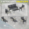 AECOJOY Aluminum Patio Furniture Set - 5 Seat Outdoor Sectional with Retractable Footrest Sofas & Coffee Table