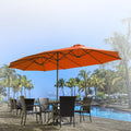 AECOJOY 15x9ft Double-Sided Patio Umbrella, Orange