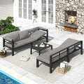 AECOJOY Patio Furniture Set with Retractable Canopy&2 Adjustable Backrests, Outdoor Conversation Set, Grey