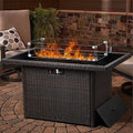 Layinsun 44" Propane Gas Fire Pit Table, 55000 BTU Rectangular Fire Pit with Glass Wind Guard for Outside Patio Deck Garden Backyard