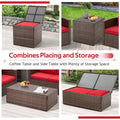 AECOJOY 7 PCS Outdoor Patio Furniture Sets with 2 Storage Boxes, Red