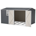 AECOJOY 12x8 Ft Outdoor Storage Shed, XL Heavy-Duty Steel Building with Window
