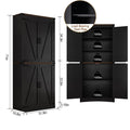71" Tall Farmhouse Kitchen Pantry Cabinet, 5 Layers Storage Cabinet with Adjustable Shelves, Farmhouse Pantry Cabinet with 4 Barn Doors