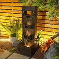 Outdoor Fountains and Indoor Waterfalls 4 Floor - Standing Water Fountain Outdoor with LED Lights for Garden, Living Room, Patio, Home Decor