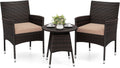 Tangkula 3 Piece Patio Furniture Set | Hand-Woven PE Wicker Conversation Set