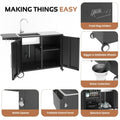 AECOJOY Outdoor Kitchen Sink with Hose Hook up, Stainless Steel Grill Prep Table Kitchen Cabinets Island